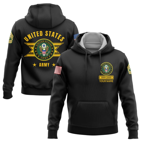 Custom Black U.S Army Military Rank Name Hoodie