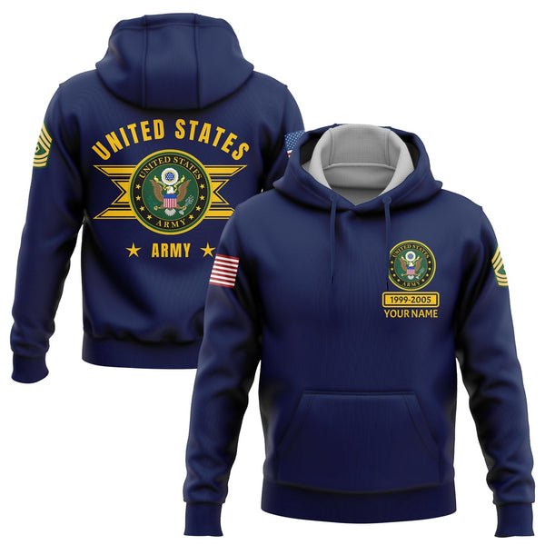 Custom Navy U.S Army Military Rank Name Hoodie