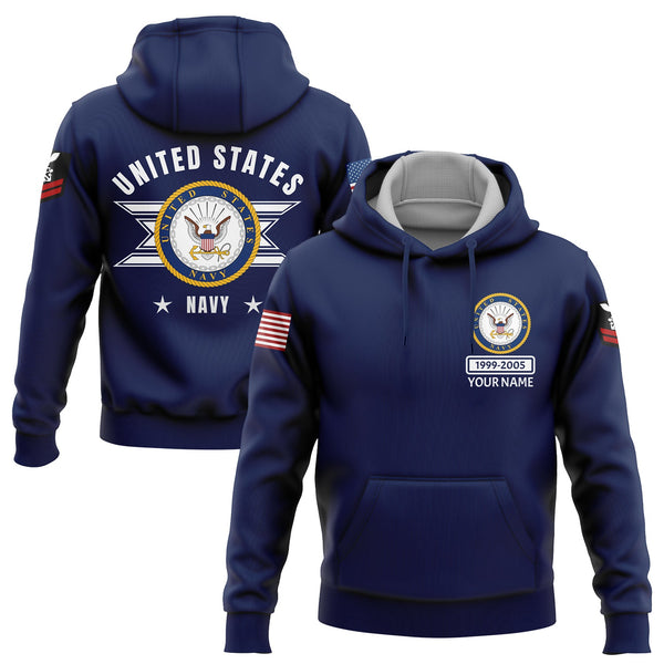 Custom Navy U.S Navy Military Rank Name Hoodie
