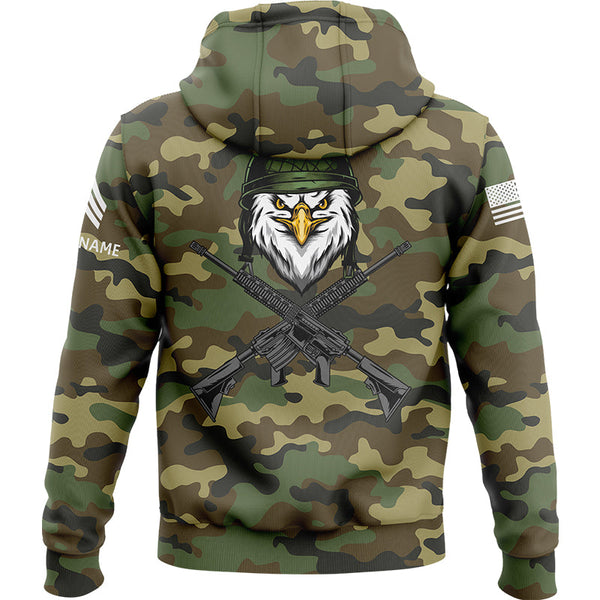 Custom Camo Eagle U.S Army Military Sergeant Rank Name Hoodie | Father's Day Gifts