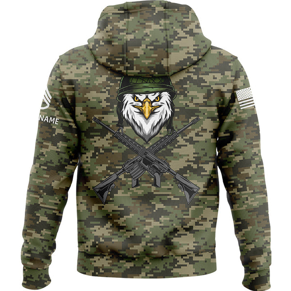 Custom Camo Eagle U.S Army Military Staff Sergeant Rank Name Hoodie | Father's Day Gifts