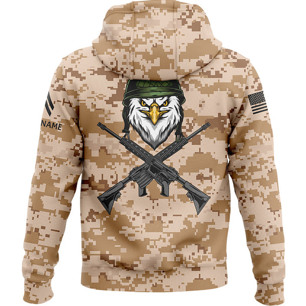 Custom Camo Eagle U.S Army Military Corporal Rank Name Hoodie | Father's Day Gifts