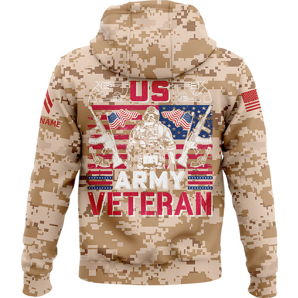 Custom Camo American Flag U.S Army Military Corporal Rank Name Hoodie | Father's Day Gifts