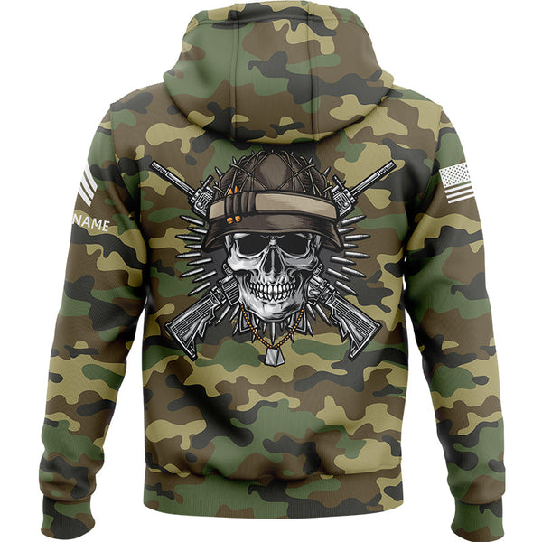 Custom Camo Skull U.S Army Military Sergeant Rank Name Hoodie | Father's Day Gifts
