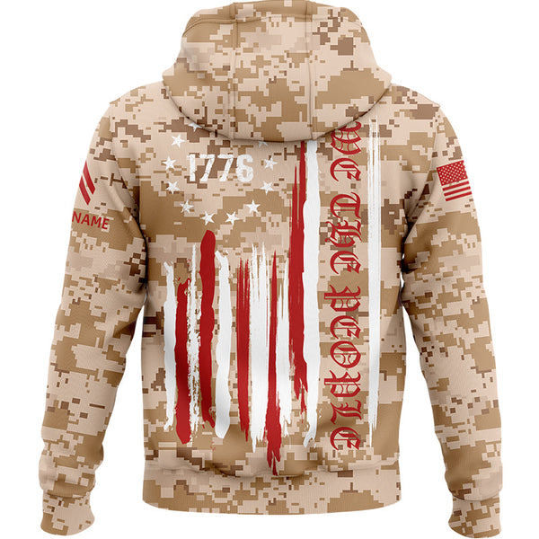 Custom Camo 1776 We The People Freedom American Flag U.S. Army Military Corporal Rank Veteran Name Hoodie | Father's Day Gifts