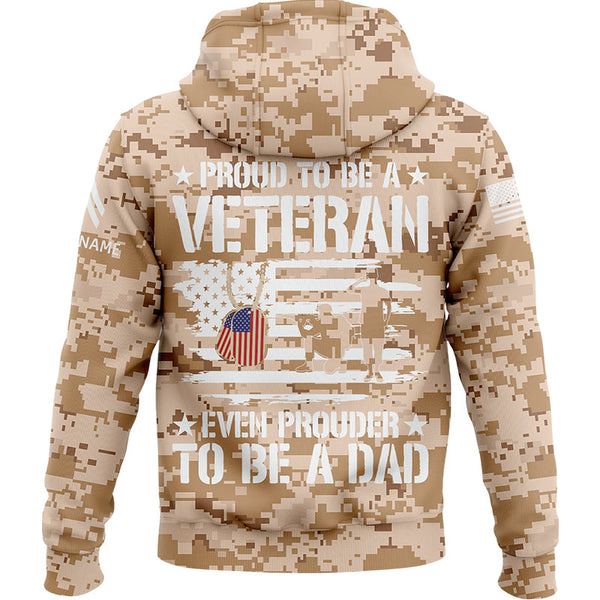 Custom Camo Proud To Be A Veteran Even Prouder To Be A Dad Flag U.S Army Military Corporal Rank Name Veterans Day Hoodie | Father's Day Gifts