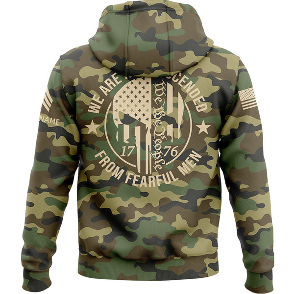 Custom Camo 1776 We Are Not Descended From Fearful Men U.S. Army Military Sergeant Rank Veteran Name Hoodie | Father's Day Gifts