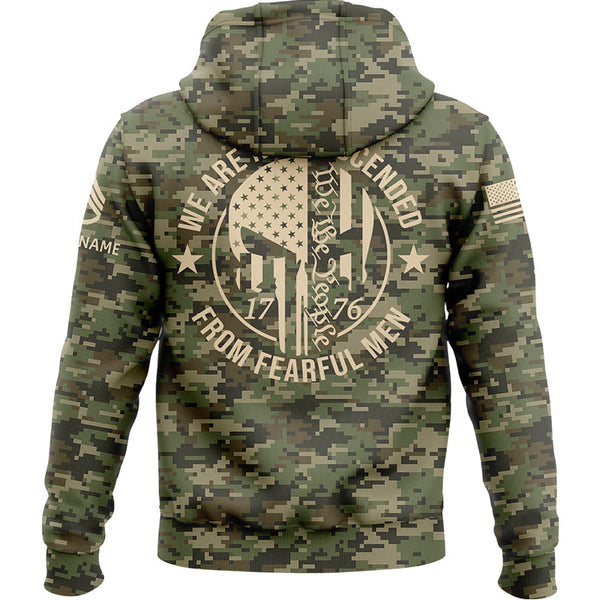 Custom Camo 1776 We Are Not Descended From Fearful Men U.S. Army Military Staff Sergeant Rank Veteran Name Hoodie | Father's Day Gifts