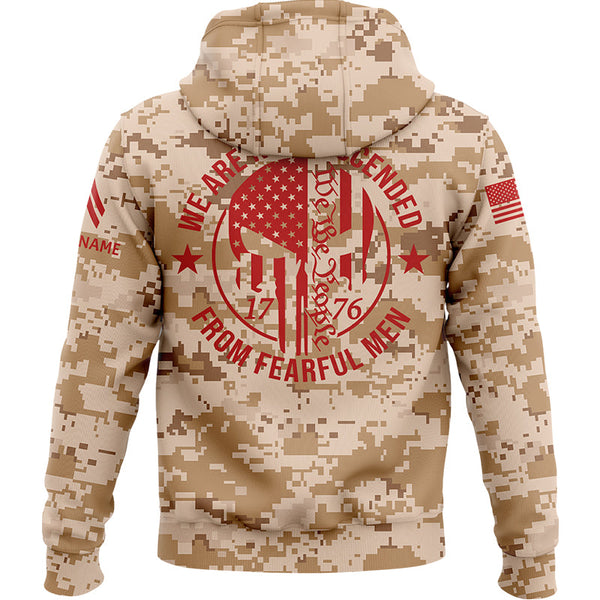 Custom Camo 1776 We Are Not Descended From Fearful Men U.S. Army Military Corporal Rank Veteran Name Hoodie | Father's Day Gifts