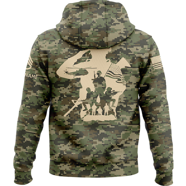 Custom Camo U.S. Army Military Staff Sergeant Rank Veteran Name Hoodie | Father's Day Gifts