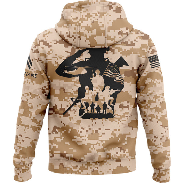 Custom Camo U.S. Army Military Corporal Rank Veteran Name Hoodie | Father's Day Gifts