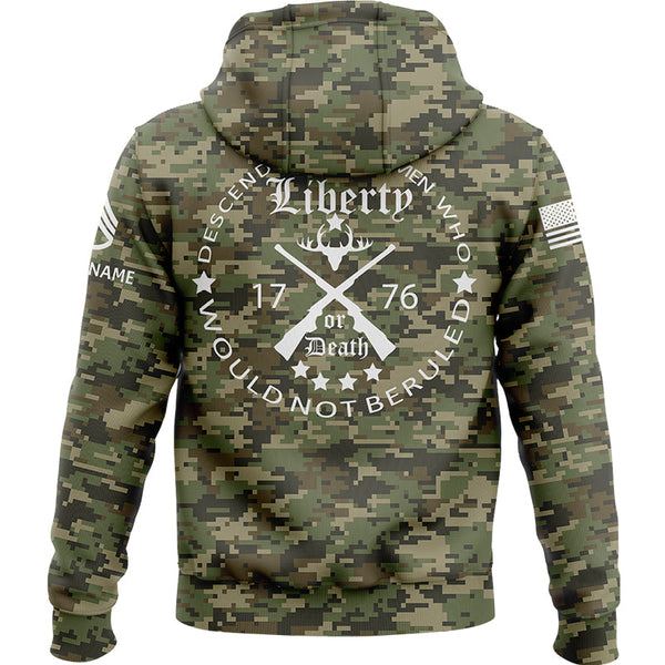 Custom Camo Descended From Men Who Would Not Beruled 1776 U.S. Army Military Staff Sergeant Rank Veteran Name Hoodie | Father's Day Gifts