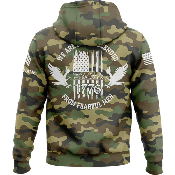 Custom Camo 1776 We Are Not Descended From Fearful Men U.S. Army Military Sergeant Rank Veteran Name Hoodie | Father's Day Gifts
