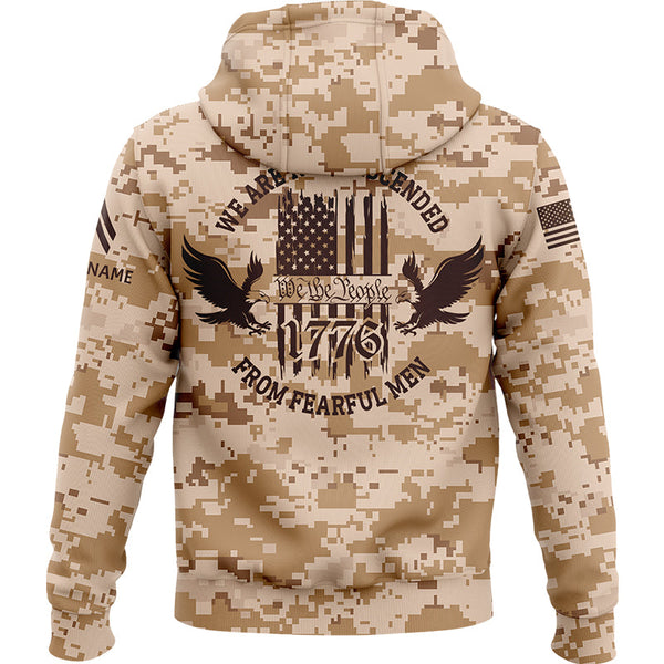 Custom Camo 1776 We Are Not Descended From Fearful Men U.S. Army Military Corporal Rank Veteran Name Hoodie | Father's Day Gifts