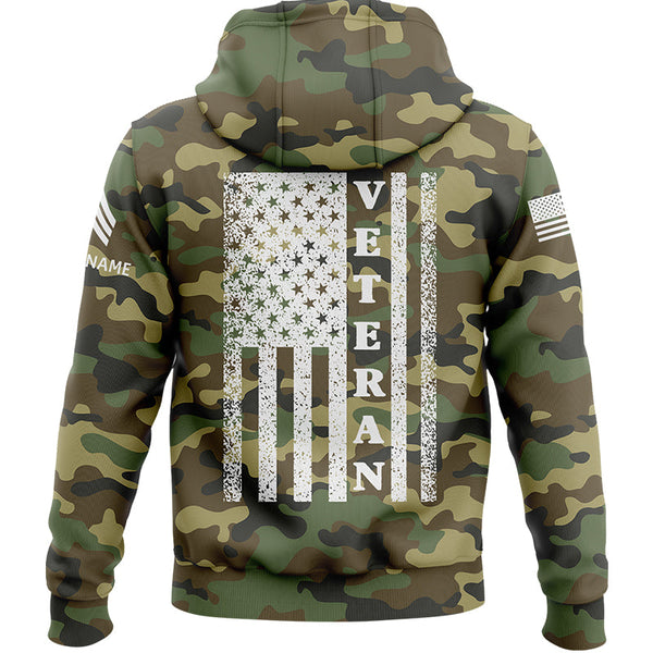 Custom Camo 1776 American Flag U.S. Army Military Sergeant Rank Name Veterans Day Hoodie | Father's Day Gifts