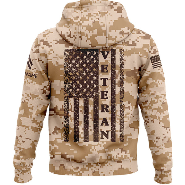 Custom Camo 1776 American Flag U.S. Army Military Corporal Rank Name Veterans Day Hoodie | Father's Day Gifts