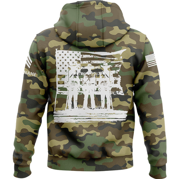 Custom Camo American History Flag U.S. Army Military Sergeant Rank Name Independence Day Hoodie | Father's Day Gifts