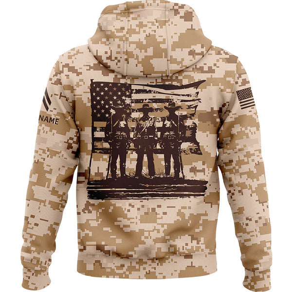 Custom Camo American History Flag U.S. Army Military Corporal Rank Name Independence Day Hoodie | Father's Day Gifts