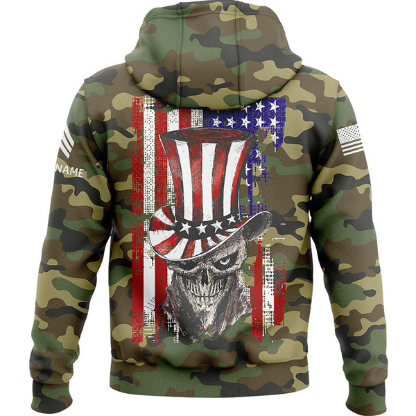 Custom Camo Magician Skull U.S. Army Military Sergeant Rank Name Independence Day Hoodie | Father's Day Gifts