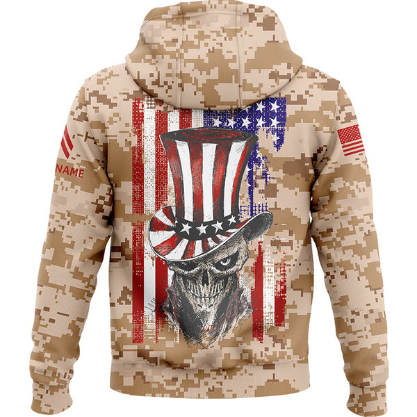 Custom Camo Magician Skull U.S. Army Military Corporal Rank Name Independence Day Hoodie | Father's Day Gifts