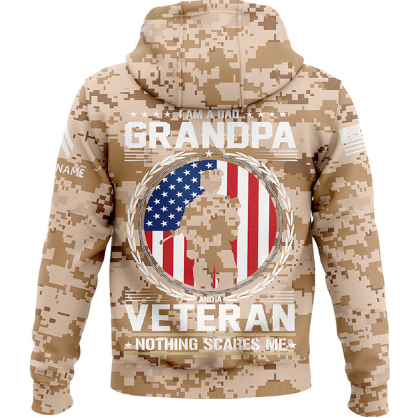 Custom Camo I'M A Dad Grandpa 1776 Flag U.S. Army Military Corporal Rank Name Veterans Day Hoodie | Father's Day Gifts