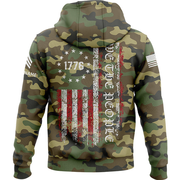 Custom Camo 1776 We The People Freedom American Flag U.S. Army Military Sergeant Rank Veteran Name Hoodie | Father's Day Gifts