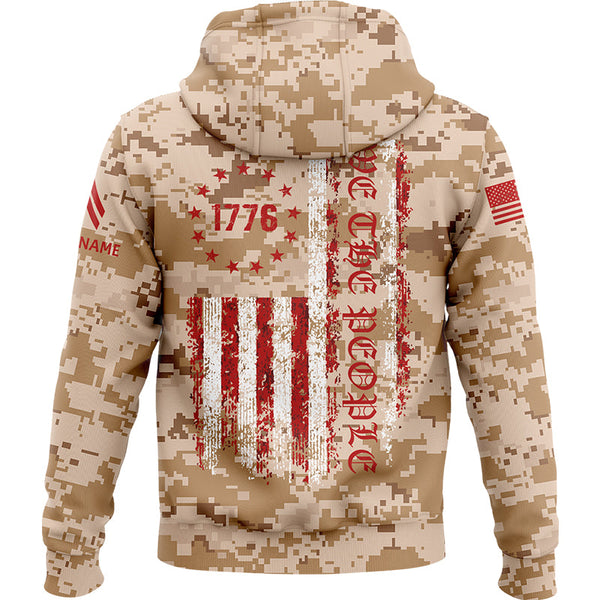 Custom Camo 1776 We The People Freedom American Flag U.S. Army Military Corporal Rank Veteran Name Hoodie | Father's Day Gifts
