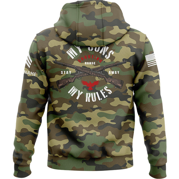Custom Camo Eagle My Rules U.S. Army Military Sergeant Rank Name Hoodie | Father's Day Gifts