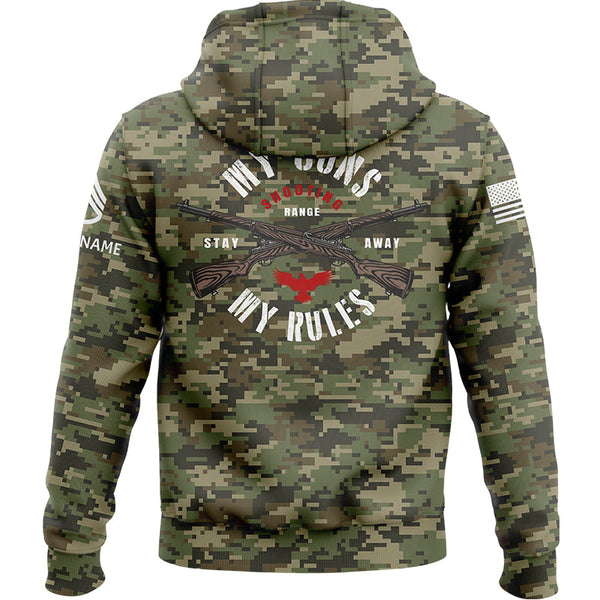 Custom Camo Eagle My Rules U.S. Army Military Staff Sergeant Rank Name Hoodie | Father's Day Gifts