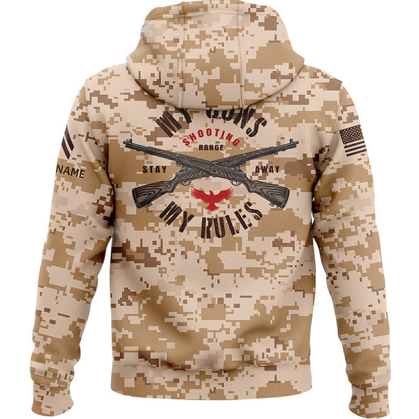 Custom Camo Eagle My Rules U.S. Army Military Corporal Rank Name Hoodie | Father's Day Gifts