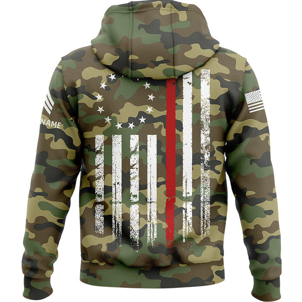 Custom Camo American Flag U.S. Army Military Sergeant Rank Veteran Name Hoodie | Father's Day Gifts