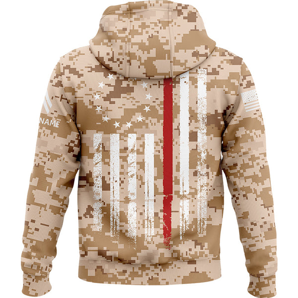 Custom Camo American Flag U.S. Army Military Corporal Rank Veteran Name Hoodie | Father's Day Gifts
