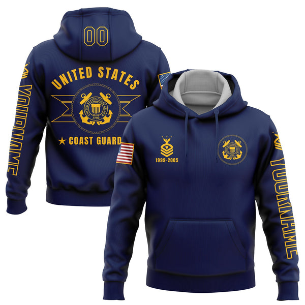 Custom Navy U.S Coast Guard Military Rank Veteran Name Number Hoodie
